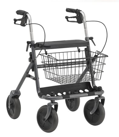 Rollator FAKTO+ mit Tablett, Korb, Stockhalter, mangan grey metallic