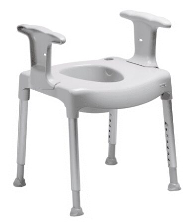 Toilettenstützgestell Swift mit Armlehnen und Spritzschutz Sitzhöhe 42-57 cm