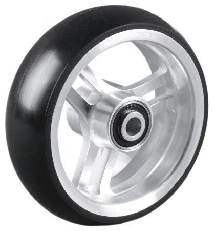 Rad mit 6-Speichen-Alu-Felge silber, Vollgummi 100x32 schwarz,NL36