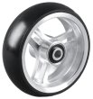 Rad mit 6-Speichen-Alu-Felge silber, Vollgummi 100x32...