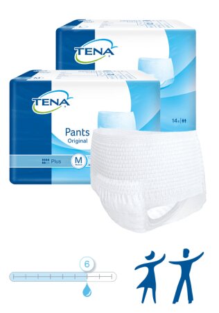 Einweghose TENA Pants Original Plus M Hüfte 80 bis 110 cm.(1 Karton: 2 x 30 Stück)