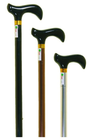 Leichtmetall-Krankenstock, Derbygriff, Druckknopfverstellung Farbe: silber
