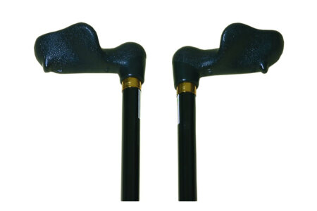 Leichtmetall-Krankenstock, anatomisch, Druckknopfverstellung Farbe: schwarz links