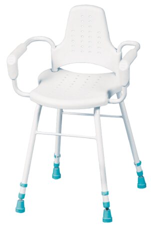 Duschstuhl PRIMA mit Armlehnen, SH 42-57 cm, weiß