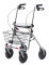 Rollator SENIO mit Tablett, Korb, Sitz und Stockhalter, PU, silber
