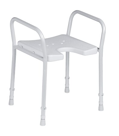 Duschhocker 9402-A höhenverstellbar mit Armlehne und Hygieneausschnitt weiß (Dietz)