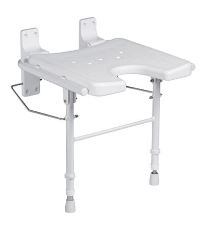 Duschklappsitz 9404-A höhenverstellbar mit Hygieneausschnitt ohne Pad weiß