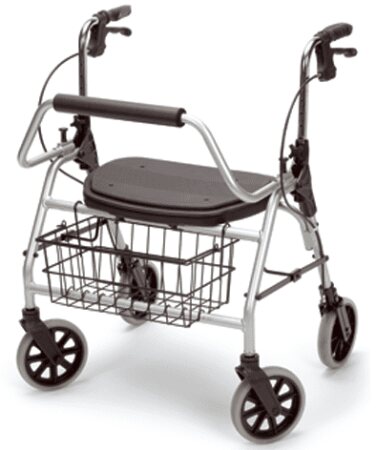 Rollator XXL mit Rückenbügel, Sitz,Korb,PU, maximal 200Kg,silber