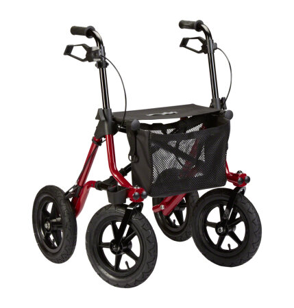 Rollator TAiMA XC, luftbereift, Netz und Stockhalter, rot-metallic