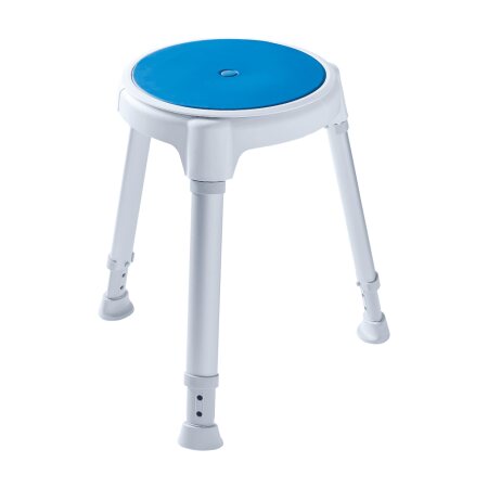 Duschhocker TAYO rund weiß, mit Drehteller blau (Dietz)