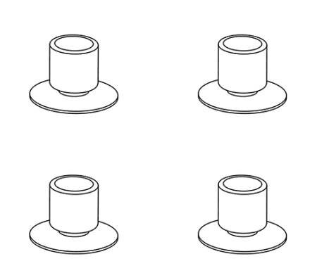 Gummifüße für TOMTAR Duschhocker/-stuhl (VPE: 4)