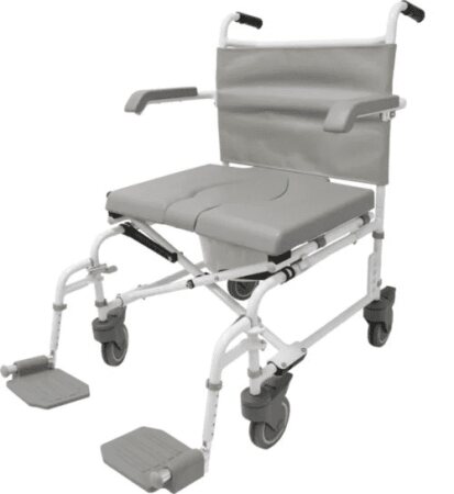 Duschtoilettenrollstuhl DUO MOTION XL, 5" Räder, grau-weiß