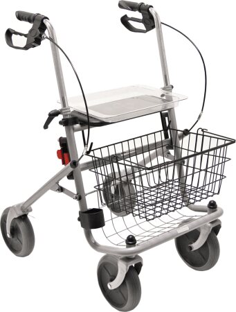 Rollator Cristallo PD-Bremse, anatomische Handgriffe, TPR-Bereifung, silber-metallic