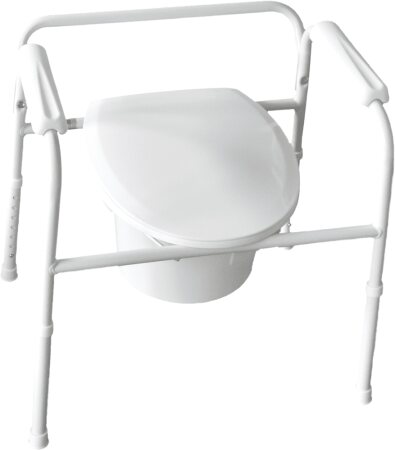 Toilettenstützgestell TSG 130 mit Eimer, Spritzschutz und Armlehnen