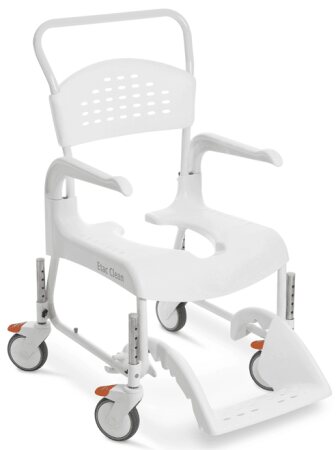 Dusch- und Toilettenrollstuhl Clean, höhenverstellbar weiß, Sitzhöhe 47,5-60 cm