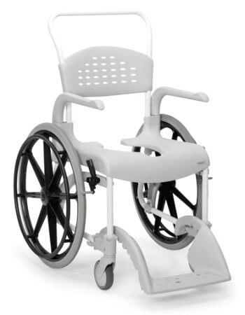 Dusch- und Toilettenrollstuhl Clean 24" Räder, Sitzhöhe 55 cm, weiß