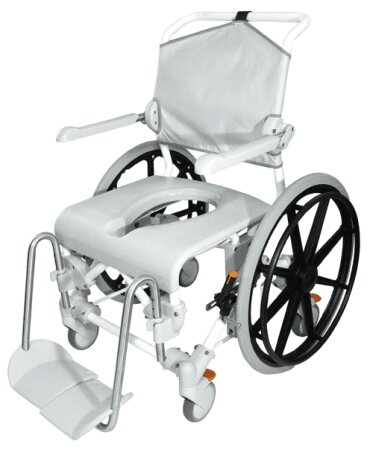 Dusch- und Toilettenrollstuhl Swift Mobil 24"-2 mit Eimerhalter, grau