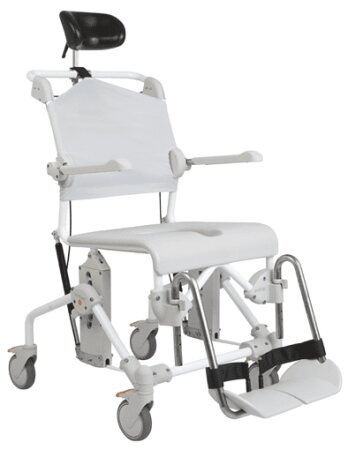 Dusch- und Toilettenrollstuhl Swift Mobil Tilt-2 mit Eimerhalter, grau