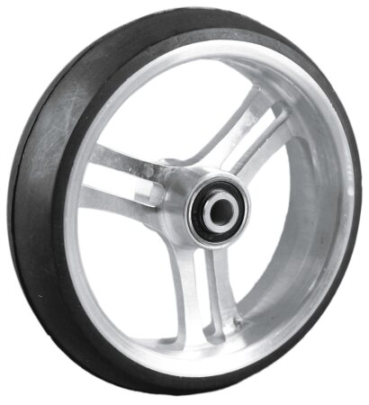 Rad mit 6-Speichen-Alu-Felge silber, Vollgummi 125x32 schwarz,NL36