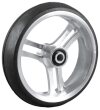 Rad mit 6-Speichen-Alu-Felge silber, Vollgummi 125x32...