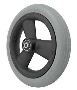 Rad mit PU-Reifen 3 Speichen Nabenlänge 46 mm, schwarz/grau