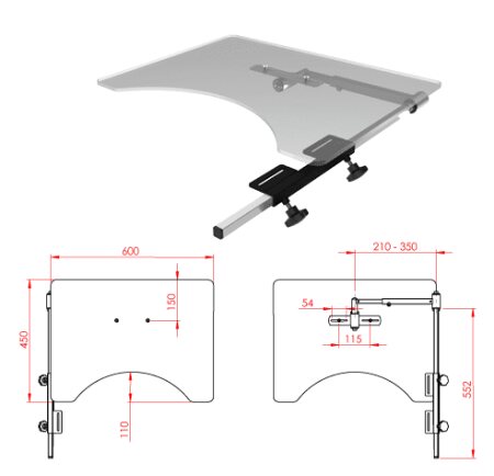 Therapietisch 600x450x8mm, klappbar