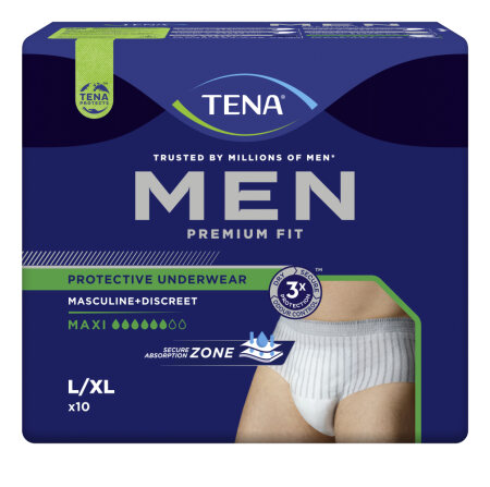 TENA men Premium Fit Pants Maxi L/XL, Hüfte 95-125 cm (1 Karton: 4 x 10 Stück)