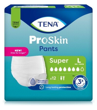 TENA Pants PROskin Super L, Hüfte 100-135 cm (1 Karton: 4 x 12 Stück)