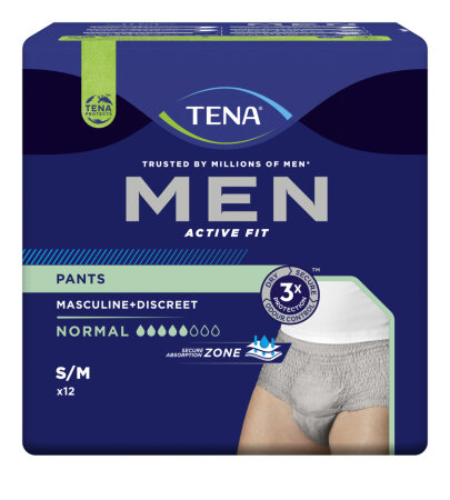 Inkontinenzunterwäsche TENA Men Active Fit Pants Normal Größe S/M (1 Karton : 4 x 12 Stück)