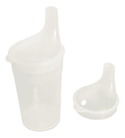 Trinkbecher mit Teeaufsatz langes Mundstück transparent