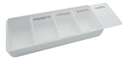 Tablettendose groß 4 Fächer weiß