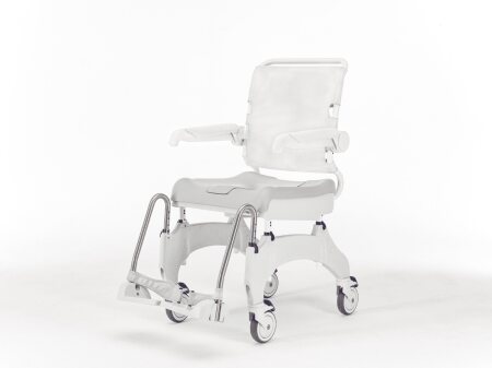 Dusch- und Toilettenrollstuhl AQUATEC OCEAN Ergo mit Topf und Halter weiß-grau
