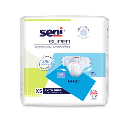 Inkontinenzhosen Seni Super Extra Small, Hüfte 40 bis 60 cm(1 Karton: 12 x 10 Stück)