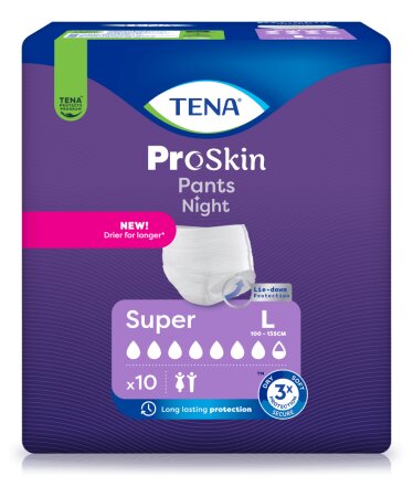 Einweghose TENA Pants Night PROskin Super L Hüfte 100 bis 135 cm (1 Karton: 4 x 10 Stück)