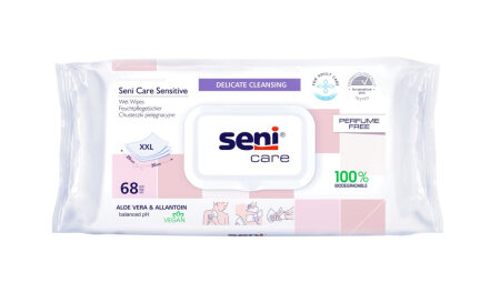 Seni Care Feuchtpflegetücher Sensitive (KTN :10 x 68 Stück)