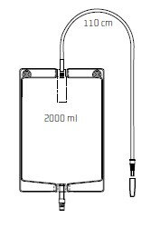 Bettbeutel UZ170 mit Ablauf, 110 cm Schlauch unsteril, transparent/blau, Gr. 2000 ml