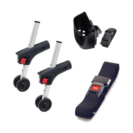 Rollstuhlset für Manuelle Rollstühle, 2x Anti-Kipp-Stütze, 1x Beckengurt, 1x Stockhalter (Dietz) AOK