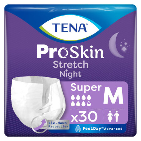 Einweghose TENA Pants PROskin Stretch Night Super M, Hüftumfang 86-116 cm (1 Karton: 2 x 30 Stück)