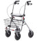 Rollator SENIO mit Tablett, Korb, Sitz und Stockhalter, PU, silber