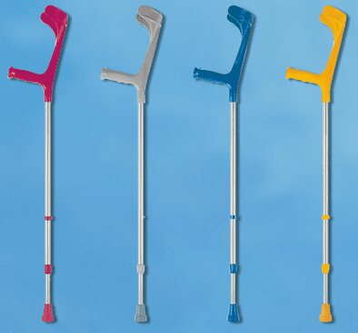 Leichtmetall-Unterarmgehstütze Ergogriff mit Druckknopfverstellung, teilfarbig Farbe: türkis
