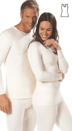 Wärmewäsche Classic Damen-Hemd, ohne Arm 50% Angora mit Spitze natur Gr. S