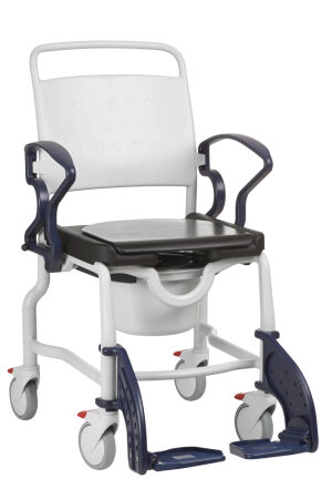 Dusch- und Toilettenrollstuhl BERLIN 5 Räder Farbe: grau/blau