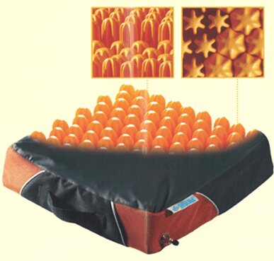 Anti-Dekubitus Sitzkissen POLYAIR 60 mit Jerseybezug, anthrazit-orange 43 x 43 cm