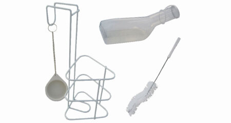 Urinflaschen-Set, Flasche,Halter,Bürste,weiß Farbe: klar