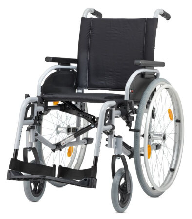 Rollstuhl Pyro Start Plus, Steckachse, TrBr, silber-met., PU, höheneinstellbares Seitenteil, SB 52 cm