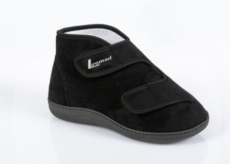 Verbandschuhe Liromed schwarz Velours, hoch, klett, 40°C waschbar (Paar) Gr. 46