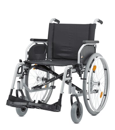 Rollstuhl S-Eco 300 XL mit Trommelbremse, PU,Duo-Armlehnen,silber SB 58 cm
