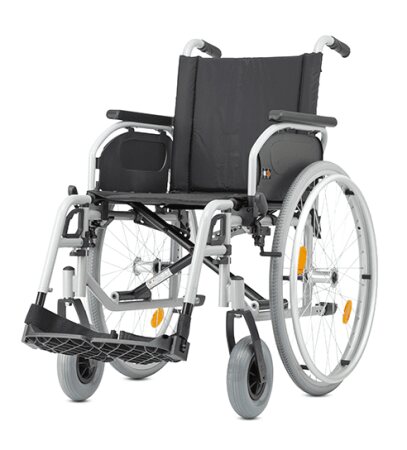 Rollstuhl S-Eco 300, mit Trommelbremse, PU, Duo-Armlehnen, silber SB 43 cm