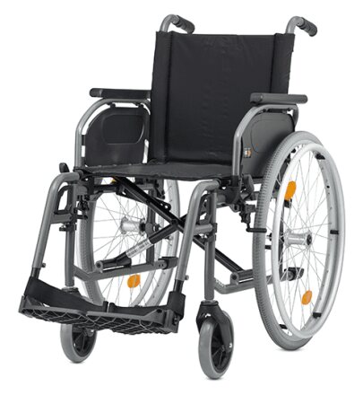 Rollstuhl S-Eco 2, mit Trommelbremse, PU, Duo-Armlehnen, anthrazit-metallic SB 49 cm