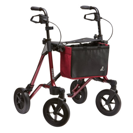 Leichtgewicht-Rollator TAIMA VENTUM mit Rückengurt und Tasche (Dietz) Farbe: amarena